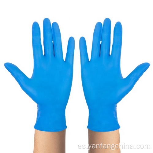 Guantes de nitrilo dispositables médicos libres de polvo azul